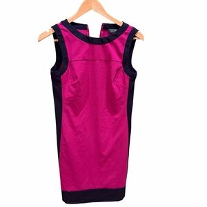 Lauren Ralph Lauren Women’s 4P Fuchsia Navy Sheath Dress Colorblock Sleeveless